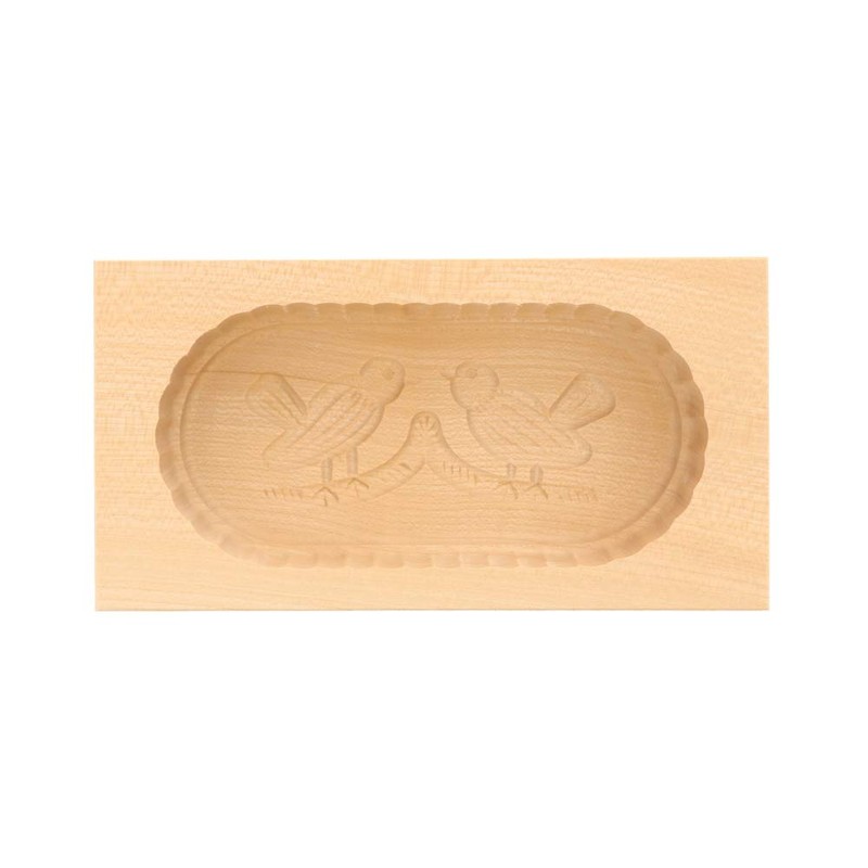 Hofmeister Holzwaren, butter mold, square, 250 grams, 2 BIRDS, made