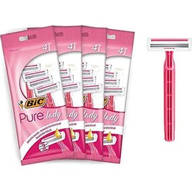BIC Pure Lady Women's Razor, 16 Disposable Razors with 3 Blades Each with Vitamin E & Shea Butter for a Gentle Shave