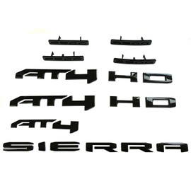 10Pcs New Kit Replacement for 2024-2025 Sierra 2500HD 3500HD AT4 Emblems Car Badge Set 86591513 (Glossy Black)
