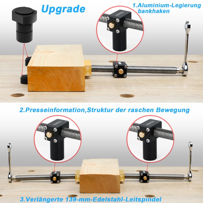 Set of 2 Table Workbench Clamp with 4 Bench Dogs