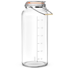 Qianfenie 2 Gallon Glass Jar with Airtight Lid(7600ML), Gallon Airtight Glass Storage Jar with Stainless Steel Handle - Large Glass Food Storage Containers with Lids Flour, Sugar, and Dog Treats