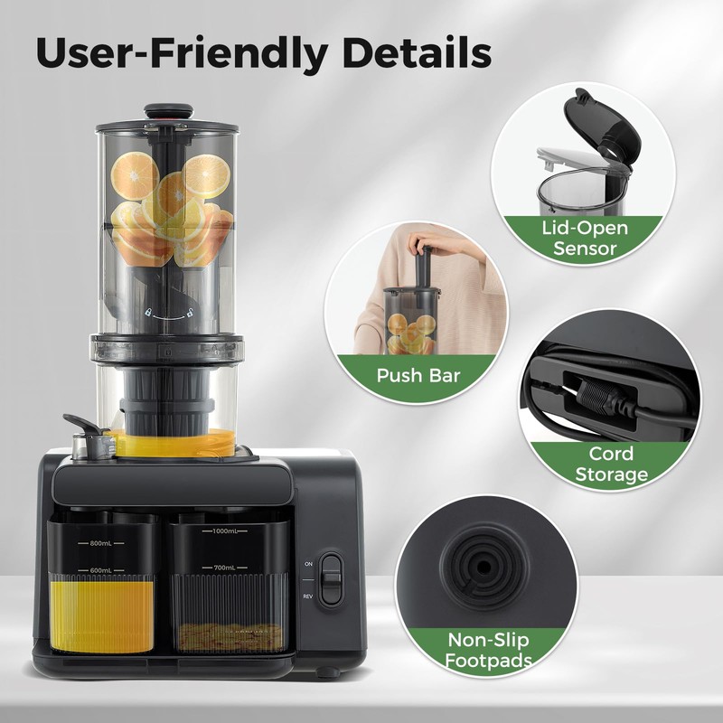 CHEFJOY Cold Press Juicer, 5.3" Wide Feed Chute Easy to