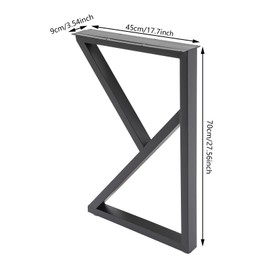 2PCS Metal Table Legs, 28" Height 18" Wide Creative Geometric Triangular K-Shape Iron Dining Tables Desk Legs w/Adjustable Foot Pads, Furniture Leg for DIY Side Table End Tables Coffee Tables (Black)