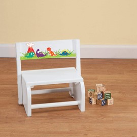 Children's White Dinosaur Step Stool