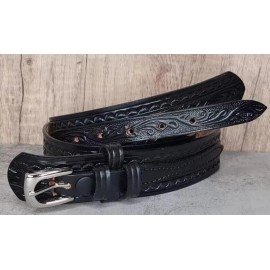 DUTYMAN 1761 LEATHER 1.75" RANGER BELT BASKET WEAVE FLORAL NICKLE BLACK 30"