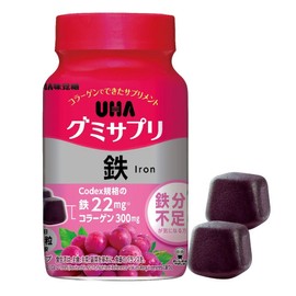 UHA Migakdang Gummy Supplement Iron 60 tablets for 30 days, 2 tablets a day, grape flavor, 60 pieces, 5 tablets / UHA 미각당 구미사프리 철 30일분 60알 1일 2알 포도맛, 60개, 5정