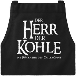 MoonWorks BBQ Apron for Men with German Text "Der Lord der Kohle die Return des Grillkönig", Lord of the Charcoal Black/White