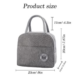 Senshuomy Insulated Lunch Bag Tote Bag for Women & Kids,Cool Bag Lunch Box for Work & School - Lunch Cool Bag Water-Resistant Thermal Leak-Proof Lunch Organizer for Work, School, Picnic(Grey)