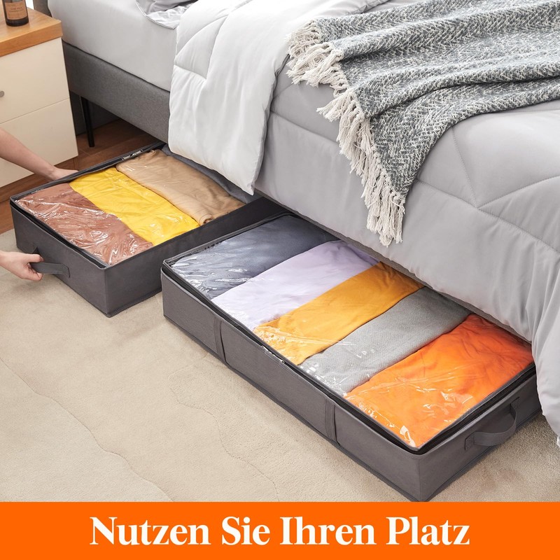 Lifewit Pack of 2 Underbed Storage Boxes, 65L Foldable Clothes
