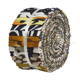 Soimoi 40Pcs Animal Skin Print Precut Fabrics Strips Roll Up 2.5 x 42 inches Cotton Jelly Rolls for Quilting - Multicolor