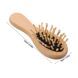 FRCOLOR Mini Wooden Hair Brush Wooden Bristles Portable Detangling Comb for Scalp Massage for Women Men and Boys and Girls Travel Relaxing