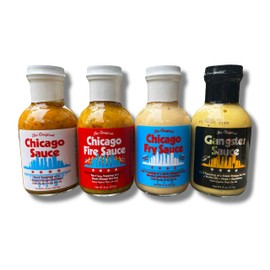 The Chicago Sauce Series | Big Fork Gourmet Variety Pack – Original, Fire, Fry & Gangster Flavors | 4-Bottle Set | Vegan-Friendly, Flavorful Condiments | Made in Chicago