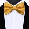 GUSLESON Mens Gold Bow Tie Pocket Square Set for Wedding