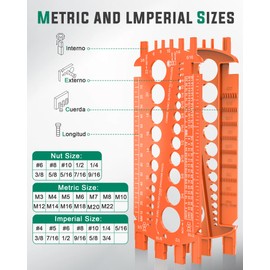 Bolt Gauge (Metric and SAE), Bolt Sizer for Quickly Sizing Nuts and Bolts, Plastic Bolt Measuring Tool, Easy to Read Bolt Size and Thread Gauge