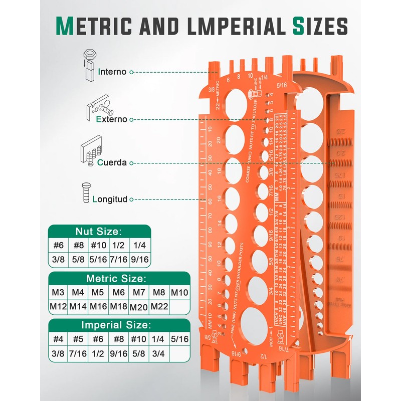 Bolt Gauge (Metric and SAE), Bolt Sizer for Quickly Sizing