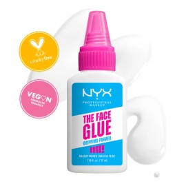 Prebase de Maquillaje hidratante Face Glue que prolonga el maquillaje hasta por 24hrs, sin sensación pegajosa, formulada con ácido poliglutámico, Fórmula vegana de Nyx Professional Makeup