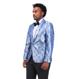 Cloudstyle - Traje de cachemira para hombre, ajuste delgado, con un solo botonadura, Azul, XX-Large
