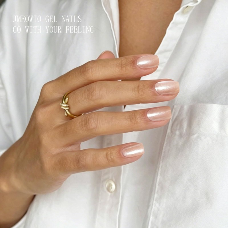 JMEOWIO Pearlescent Semi Cured Gel Strips Wraps Nail Art Sticker