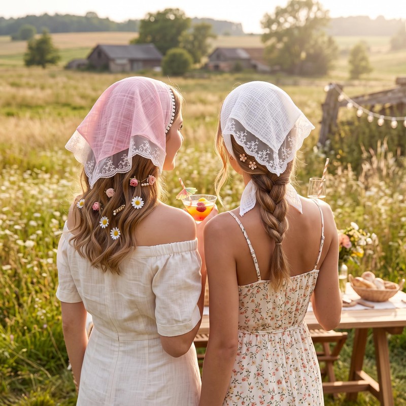 2 Pack Lace Head Scarf for Women Hair Scarf Bandana