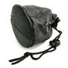 Unisex Drawstring Black Leather Pouch