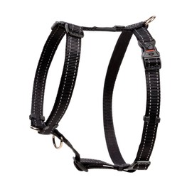 Rogz Arnés Reflectante Ajustable H para Perros Grandes; Collar y Correa a Juego Disponibles, Negro