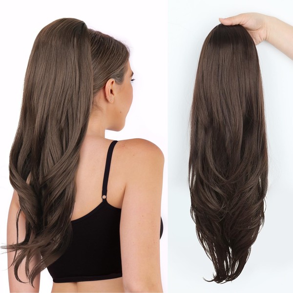 Jolelyne Brown WavyDrawstring Ponytail Extension for Black Women Long Body