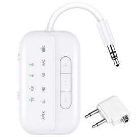 Beeitzie 2025 Upgraded Pro Bluetooth 5.4 Transmitter Receiver,2-in-1 Airplane Wireless Adapter for Flight,TV,PC,Gym,Switch,Supports to 2 AirPods/Headphones;Audio AUX Receiver for Car/Home Stereo