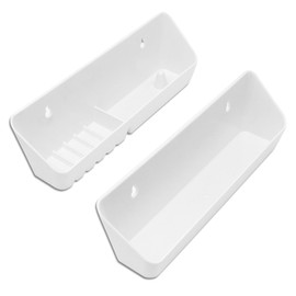 Baudelun 14 inch Tip Out Sink Tray, 2 Pack Molded Sink Front Tip-Out Trays with Mounting Screws, Pull Out Shelf Home White Organizer, White (14 inch)