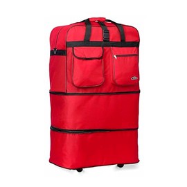 Pod 30" / 36" / 40" Expandable Rolling Wheeled Duffle bag Spinner Luggage suitcase (Red, 30-inch)