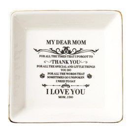 Gift for Mom,Ceramic Ring Dish Jewelry Tray,Mother Daughter Gifts, Mother's Day Gift,Christmas,Thanksgiving Gifts for Mother Stepmother (Mom #1)