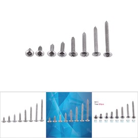 TOPINCN 200Pcs/Set M3 Self-Tapping Screws Kit Stainless Steel Metal Screws 6Mm/8Mm /10 Mm/12 Mm/16 Mm/20 Mm/25 Mm/30 Mm(Truss Head)