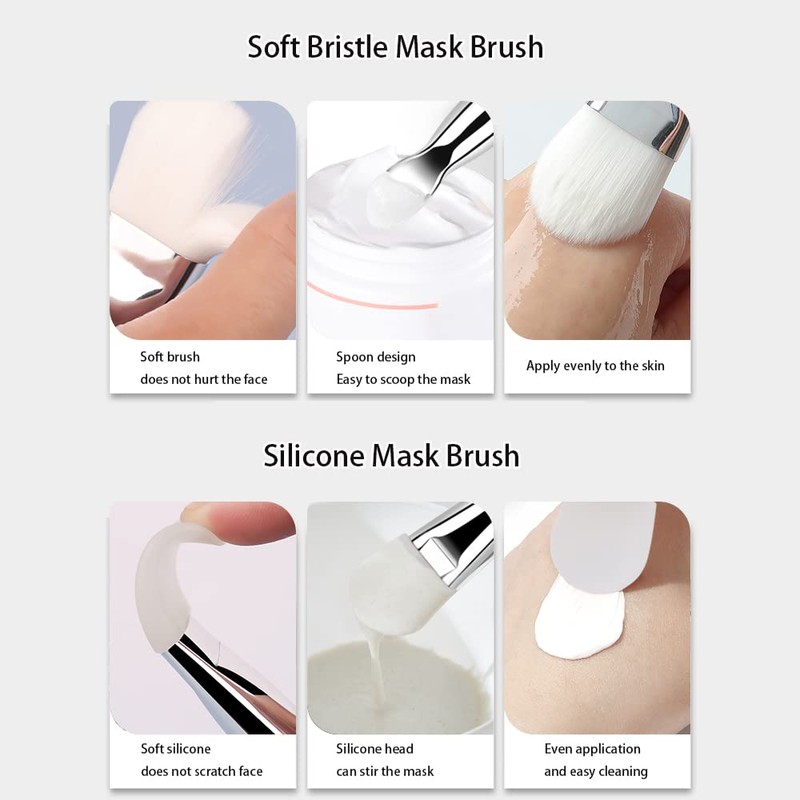 Face Mask Brush 2Pcs, Jrsoul He Face Mask Applicator Double-Ended,