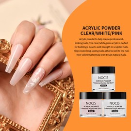 YUMTTY Kit de Uñas Acrílicas, Polvo Acrílico de 3 Colores, Líquido Monómero Acrílico, con Bolígrafos, Moldes para Extensiones y Tallado, Lima de Uñas y Taza de Cristal