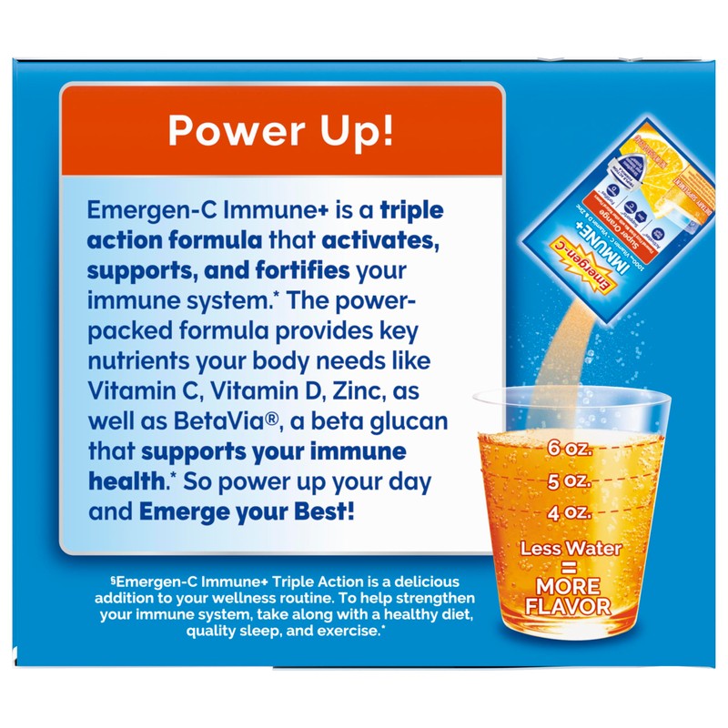 Emergen-C Immune+ Triple Action Immune Support Powder, BetaVia (R), 1000mg