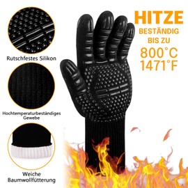 Reinalin Barbecue Gloves, Heat Resistant up to 800°C, Oven Gloves, Oven Gloves, Fireproof Gloves, BBQ Gloves, Cooking Gloves, Baking Gloves, Oven Gloves (S/M, Gold)