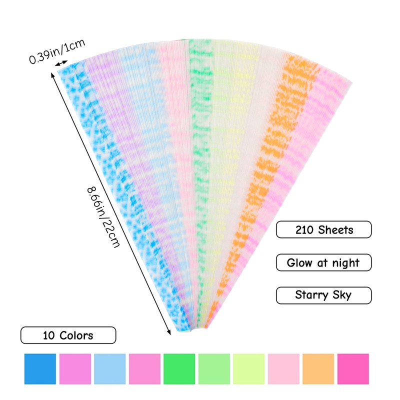 URROMA Star Paper Strips, 420 Pcs Colorful Luminous Origami Lucky