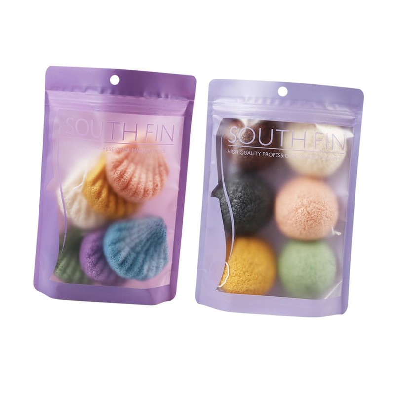 FOMIYES 6 Pieces Natural Face Cleansing Sponge Puff Set Semicircular