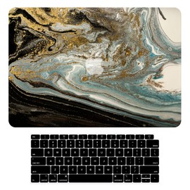 BYCeKe Compatible with MacBook Pro 14 inch Case 2023 2021 Release M2 Pro / M2 Max Chip A2779 & M1 Pro / M1 Max Chip A2442, Plastic Hard Shell Case & Keyboard Cover, Has Logo Cutout, Black Gold