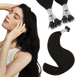 YoungSee Nano Hair Extensions Human Hair Darkest Brown 18inch Nano Tip Hair Extensions Dark Brown Nano Beads Hair Extensions Brown Nano Link Hair Extensions Human Hair Soft and Smooth Texture 1G/S 50g