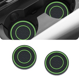 Pincuttee Car Cup Holder Coaster Silicone,Car Cup Holder Coaster 2Pack,Universal Automotive Anti Slip Cup Holder Insert Coaster,Car Interior Accessories(Green,2PC)