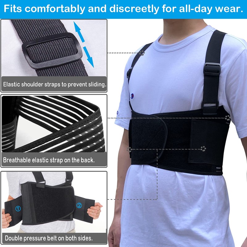 Rib Brace Chest Binder Belt for Men and Women, Breathable