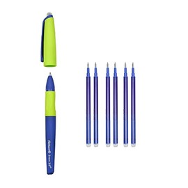 Pelikan Erase 2.0 Ergonomic Erasable Rollerball Pen Blue Ink for Right and Left Handed School Refillable 6 Refills Included