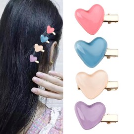 Love Heart Duckbill Hair Clips for Women Colorful Heart Hair Accessories for Girls Cute Hair Barrettes Y2K Hair Pins for Teen Girls Alligator Hair Clips 4 Pcs