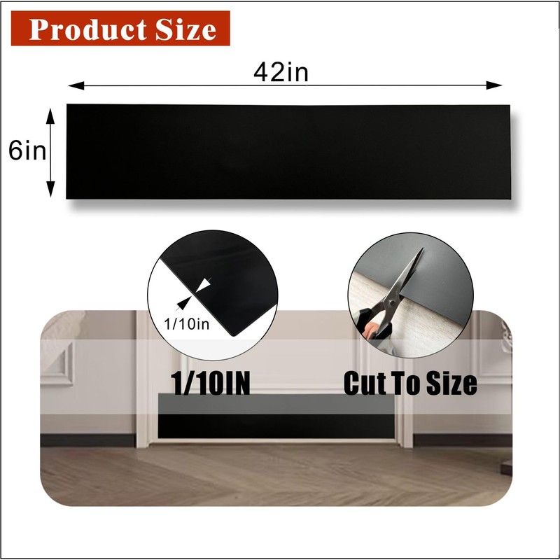 BAJIAOREN Silicone Rubber Door Kick Plate 6x42 Inches Self Adhesive