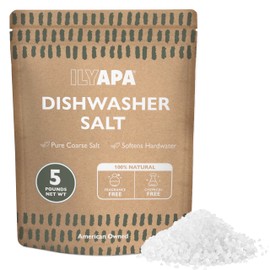 Ilyapa Dishwasher Salt 5 lbs - 100% Pure Natural Salt for Dishwasher - Dye and Fragrance Free Water Softener Crystals, Hard Water Rinse Aid