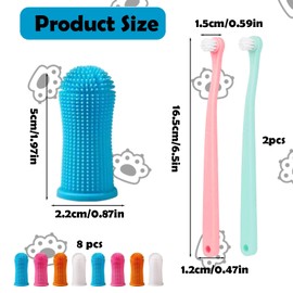 8 Stück 360º Pets Finger hundezahnbürste + 2 Stück hundezahnbürste für kleine hunde, Tragbar Hunde Zahnbürste für Mund- und Zahnreinigung von Haustieren