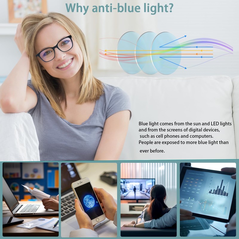 VIDEBLA 4 Pack Progressive Multifocus Reading Glasses for Women Men