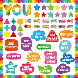 84pcs Bright Affirmations Bulletin Board Signs Motivational Posters Growth Mindset Bulletin Board Set Positive Sayings Inspirational Cutouts for Back to School Classroom Office Home Wall Decor