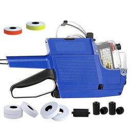Pistola de etiquetas de precio MX6600 de 2 líneas de 20 dígitos con 5 rollos/2800 etiquetas blancas, 3 rollos de tinta, máquina etiquetadora de precio