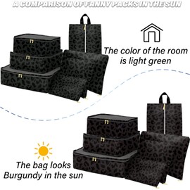 BHAHB 7 Set Packing Cubes Travel Luggage Organizers for Suitcase Travel Accessories with Shoe Bag for Women Girls Aesthetic Cute-Black Leopard Cheetah Pattern